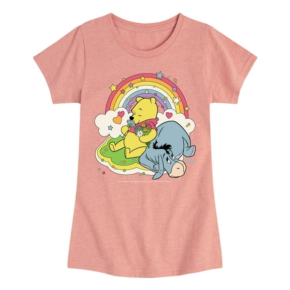 Winnie the Pooh - Pooh and Eeyore - Rainbows, Clouds and Flowers - Toddler And Youth Girls Short Sleeve Graphic T-Shirt