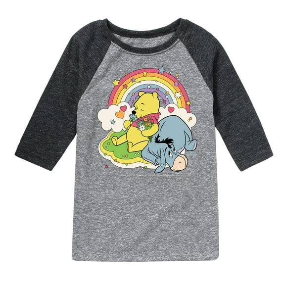 Winnie the Pooh - Pooh and Eeyore - Rainbows, Clouds and Flowers - Toddler And Youth Raglan Graphic T-Shirt