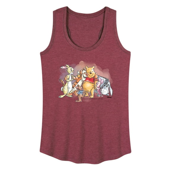 Winnie the Pooh - Pooh and Friend Group Watercolor  - Women's Racerback Tank