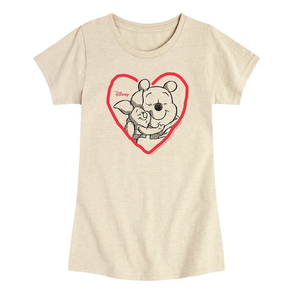 Winnie the Pooh - Pooh and Piglet Heart - Toddler Girls Fitted Short Sleeve T-Shirt