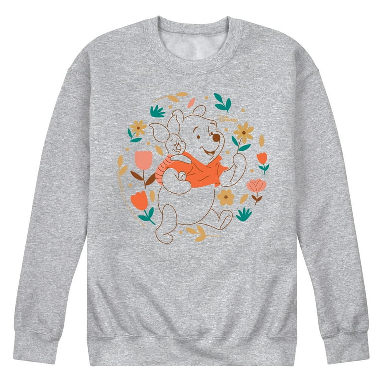 Winnie the Pooh Pooh and Piglet Playing in Flowers Men s Crew Neck Fleece Pullover Walmart
