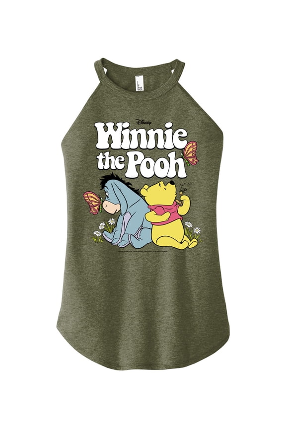 - Pooh the Bear and Eeyore Sitting and Relaxing - Juniors High Neck Tank Top