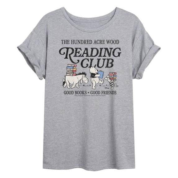 Winnie the Pooh - Reading Club - Juniors Oversized Graphic T-Shirt
