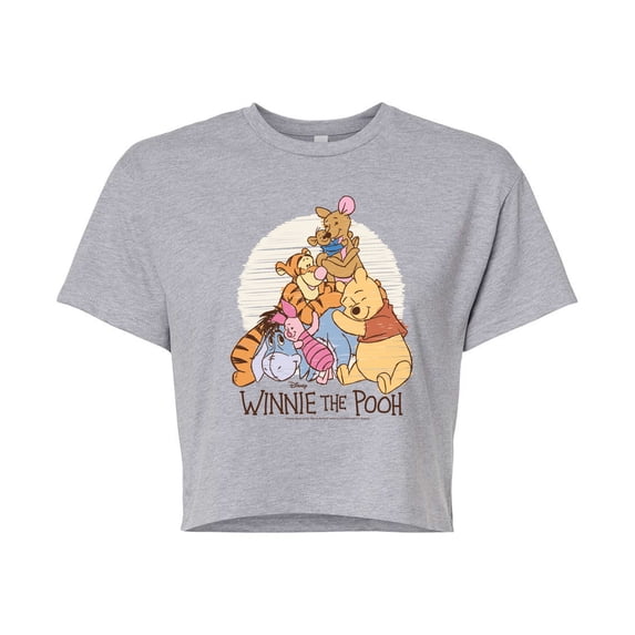 Winnie the Pooh - Scribble Group Hug - Juniors Cropped Graphic T-Shirt