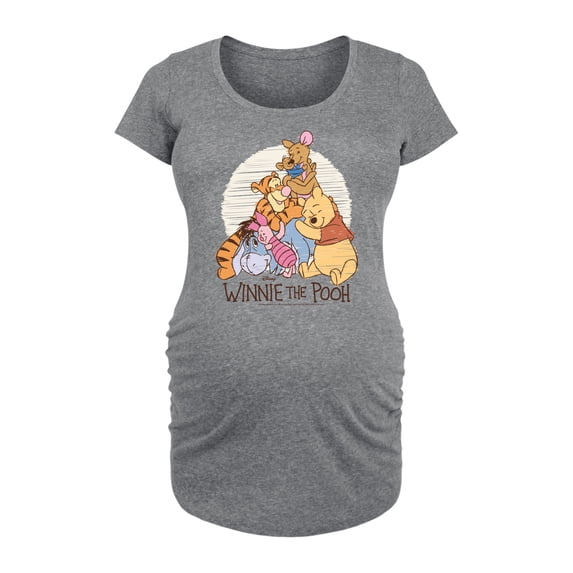 Winnie the Pooh - Scribble Pooh and Friend Group - Women's Maternity Scoop Neck Graphic T-Shirt