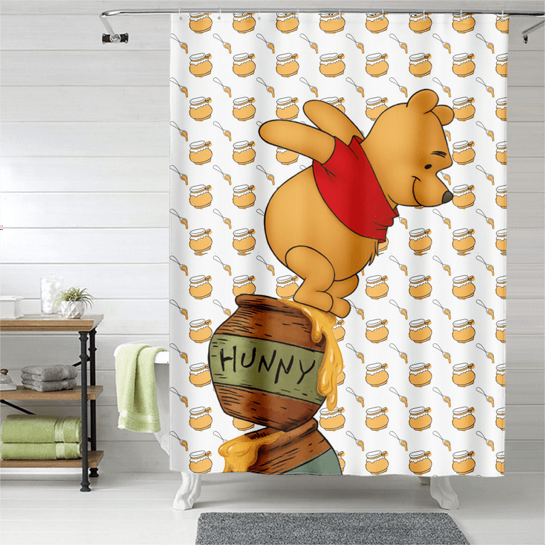 Winnie the Pooh Shower Curtain, Light Weight Cloth Shower Curtain 