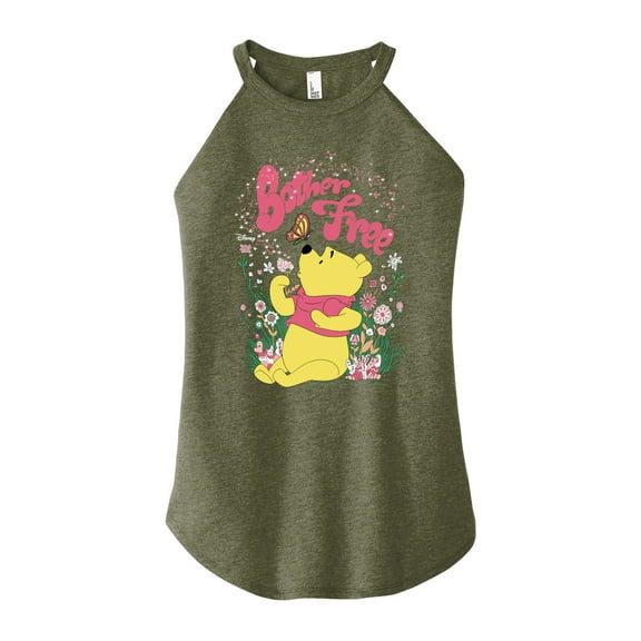 Winnie the Pooh - Sitting in a Field of Flowers - Bother Free - Juniors High Neck Tank Top