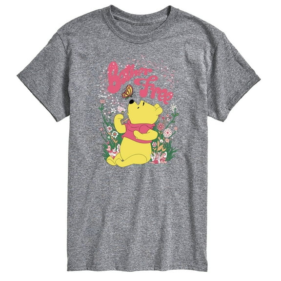 Winnie the Pooh - Sitting in a Field of Flowers - Bother Free - Men's Short Sleeve Graphic T-Shirt