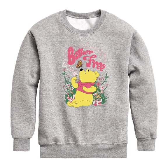 Winnie the Pooh - Sitting in a Field of Flowers - Bother Free - Toddler And Youth Crewneck Fleece Sweatshirt
