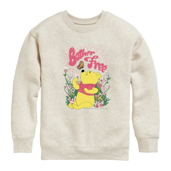 Winnie the Pooh - Sitting in a Field of Flowers - Bother Free - Toddler And Youth Crewneck Fleece Sweatshirt