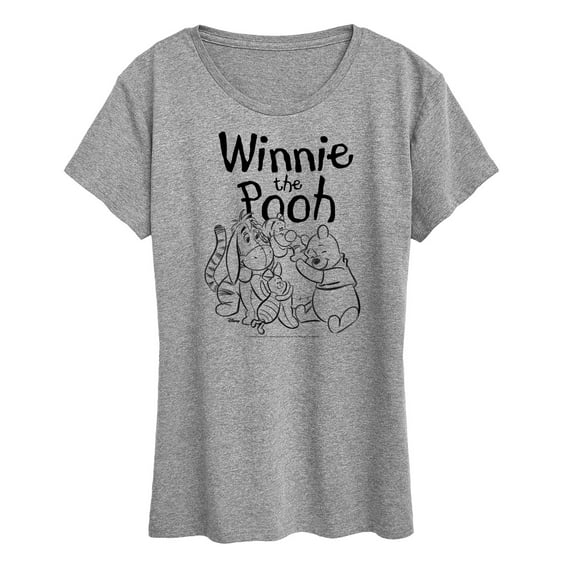 Winnie the Pooh -  Sketched Pooh And Friends - Women's Short Sleeve Graphic T-Shirt