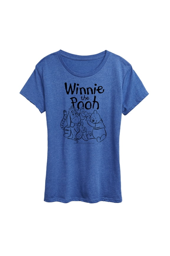 - Sketched Pooh And Friends - Women's Short Sleeve Graphic T-Shirt