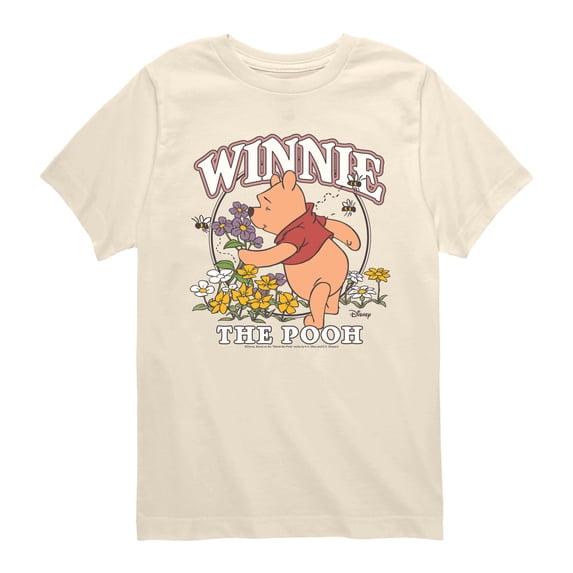 Winnie the Pooh - Smelling the Flowers - Youth Boys Short Sleeve Graphic T-Shirt