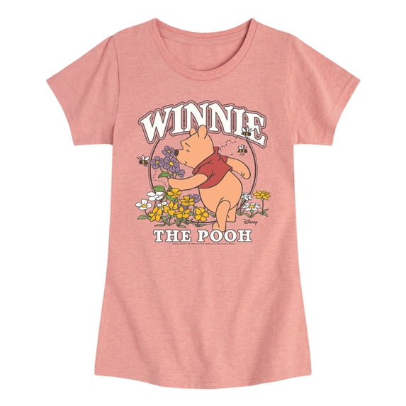 Winnie the Pooh - Smelling the Flowers - Youth Girls Fitted Short Sleeve T-Shirt