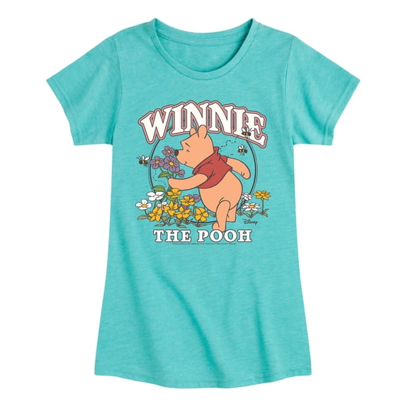 Winnie the Pooh - Smelling the Flowers - Youth Girls Fitted Short Sleeve T-Shirt