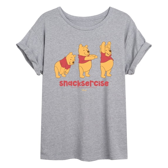 Winnie the Pooh - Snacksercise - Juniors Oversized Graphic T-Shirt