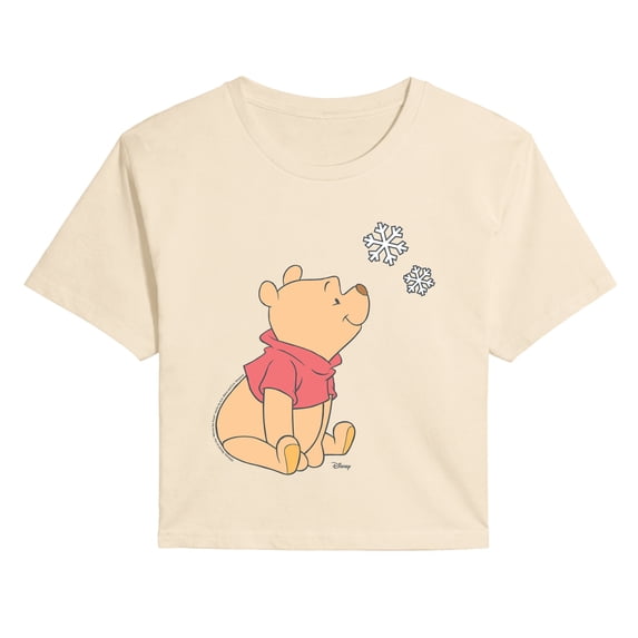 Winnie the Pooh - Snowflakes - Juniors Cropped Graphic T-Shirt