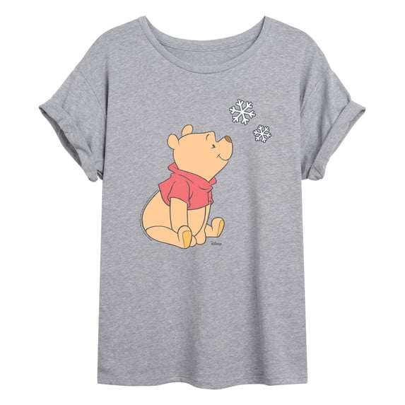 Winnie the Pooh - Snowflakes - Juniors Oversized Graphic T-Shirt