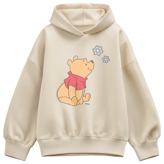 Winnie the Pooh - Snowflakes Oversized Fleece Hoodie Sweatshirt