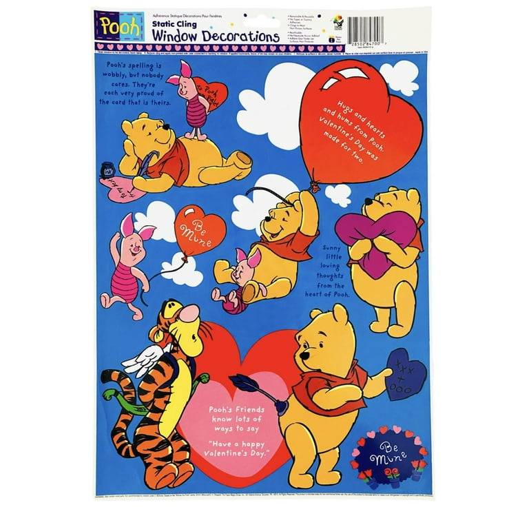 Disney Winnie the Pooh Static Cling Window Decorations Valentine's