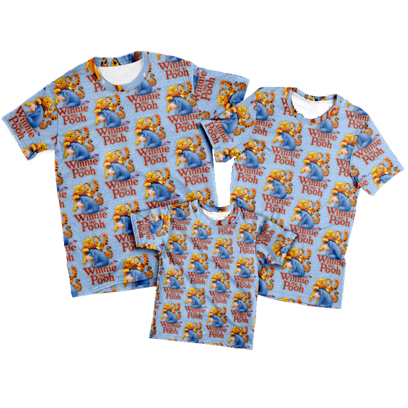 Winnie the Pooh Summer Shirt Fantastic Breathable Animation Print Shirt for Young People for Gift to Husbund