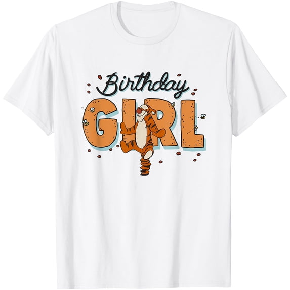 Winnie the Pooh Tigger Birthday Girl Buzzing Bees Unisex Softstyle T-Shirt for Men Women Kids,White Color,Size 3T