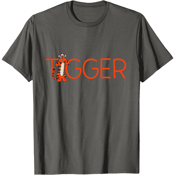 Winnie the Pooh Tigger Classic Lettering Unisex Softstyle T-Shirt for Men Women Kids,Charcoal Color,Size 5/6