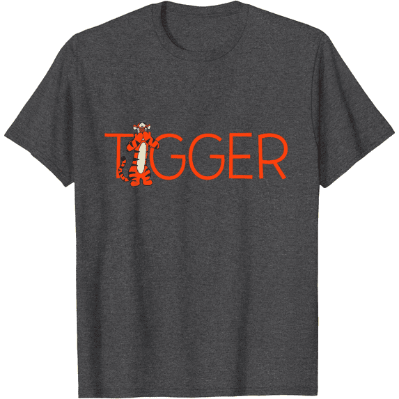 Winnie the Pooh Tigger Classic Lettering Unisex Softstyle T-Shirt for Men Women Kids,Dark Heather Grey Color,Size XL