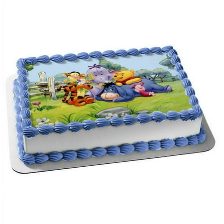 Winnie the Pooh, Tigger & Friends Happy Birthday Edible Image Cake Topper For Quarter Sheet Cake By TNCT