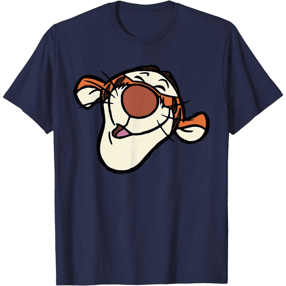 Winnie the Pooh Tigger Happy Big Face Unisex Softstyle T-Shirt for Men Women Kids,Navy Color,Size L