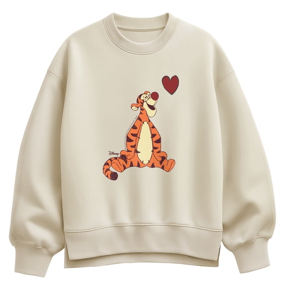 Winnie the Pooh - Tigger Heart Women's Oversized Fleece Crew Sweatshirt