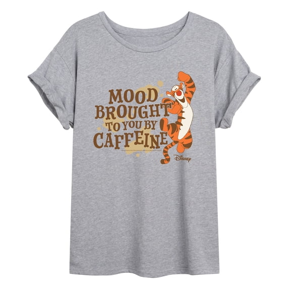 Winnie the Pooh - Tigger Mood Brought to You by Caffeine - Juniors Oversized Graphic T-Shirt