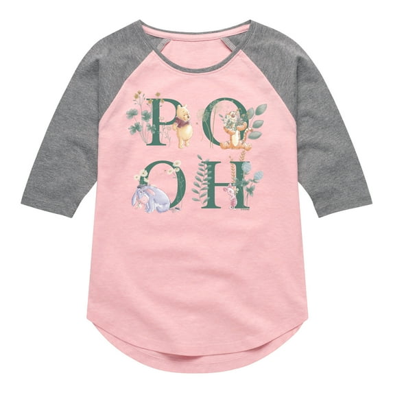 Winnie the Pooh - Tigger, Piglet, Eeyore - Flowers Blooming - Toddler And Youth Girls Raglan Graphic T-Shirt