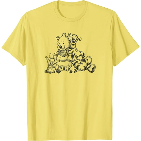 Winnie the Pooh Tigger Piglet Group Unisex Softstyle T-Shirt for Men Women Kids,Cornsilk Color,Size XL