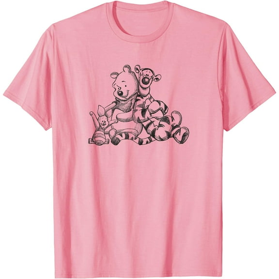 Winnie the Pooh Tigger Piglet Group Unisex Softstyle T-Shirt for Men Women Kids,Light Pink Color,Size YM