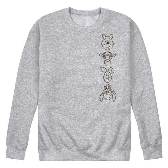 Winnie the Pooh - Tigger, Pooh Bear, Piglet, and Eeyore - Men's Crew Neck Fleece Pullover