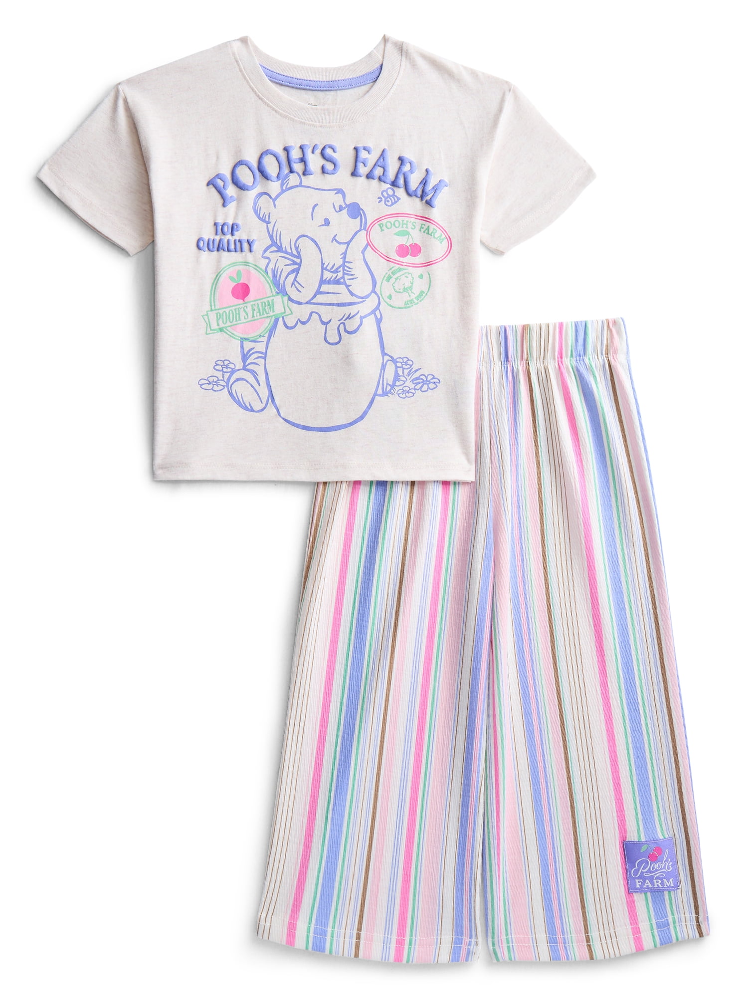 Winnie the Pooh Toddler Girls Graphic T-Shirt and Striped Pants Set, 2-Piece, Sizes 12M-5T