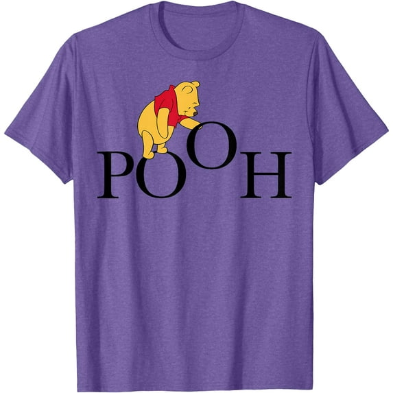 Winnie the Pooh Waving Letters Unisex Softstyle T-Shirt for Men Women Kids,Purple Heather Color,Size YL