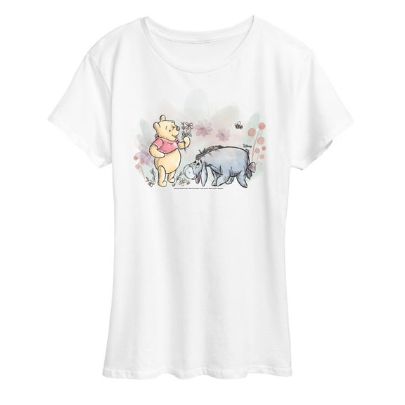 Winnie the Pooh -  Winnie And Eeyore Field Water Color - Women's Short Sleeve Graphic T-Shirt