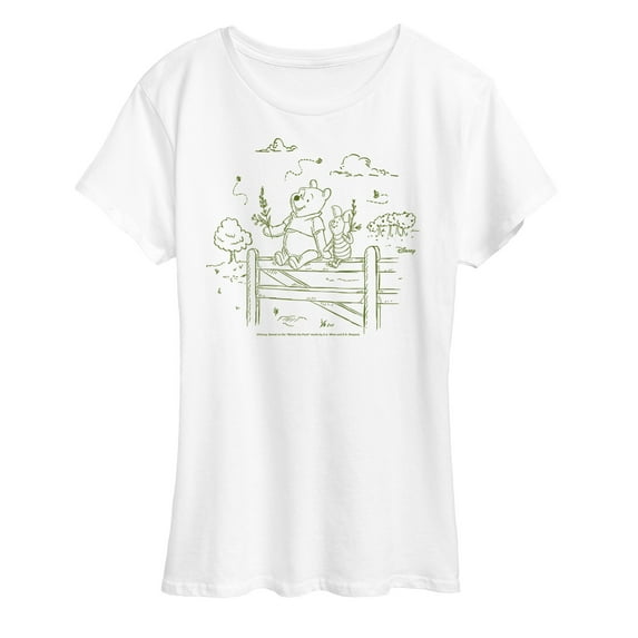 Winnie the Pooh - Winnie Piglet Fence - Women's Short Sleeve Graphic T-Shirt
