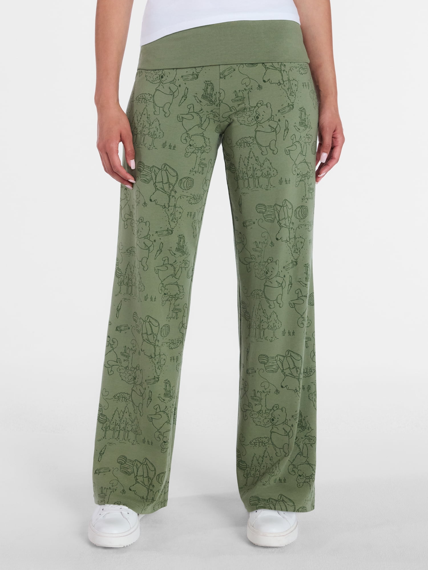 Winnie the Pooh Women’s Wide Leg Foldover Pants, Sizes XXS-XXL