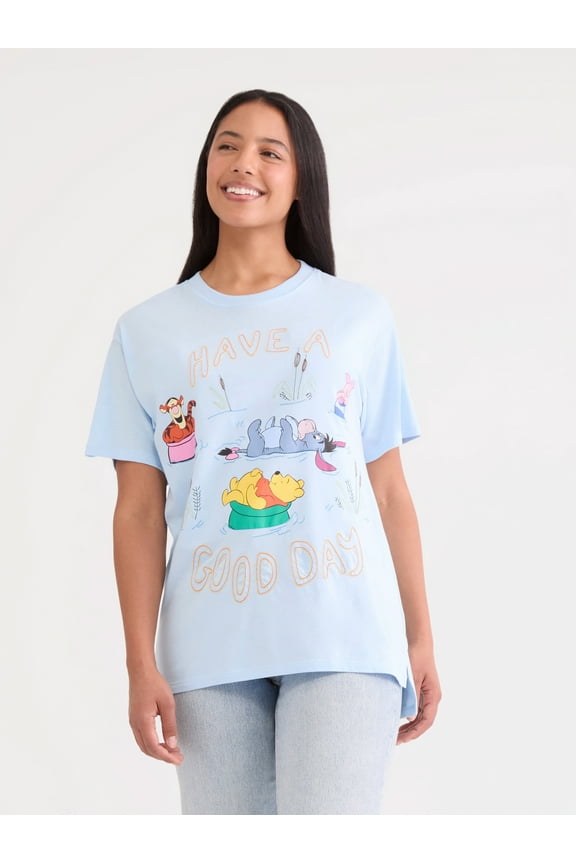 Winnie the Pooh Women’s Graphic Tee with Embroidery, Sizes XXS-XXL