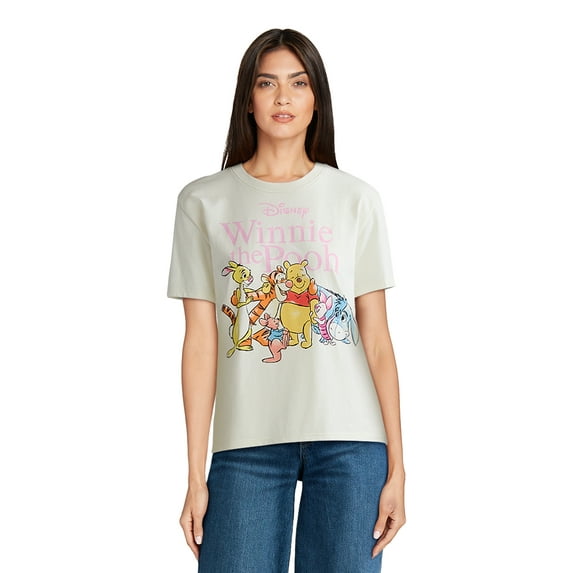 Winnie the Pooh Women’s Graphic Tee with Short Sleeves, Sizes XXS-XXL