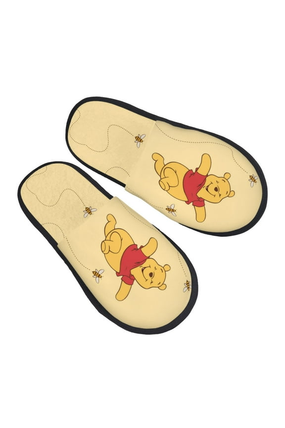 Winnie the Pooh Women's Plush Slippers Slip-On Indoor House Shoes Fluffy Scuff Slippers Furry Cozy Comfy Slippers