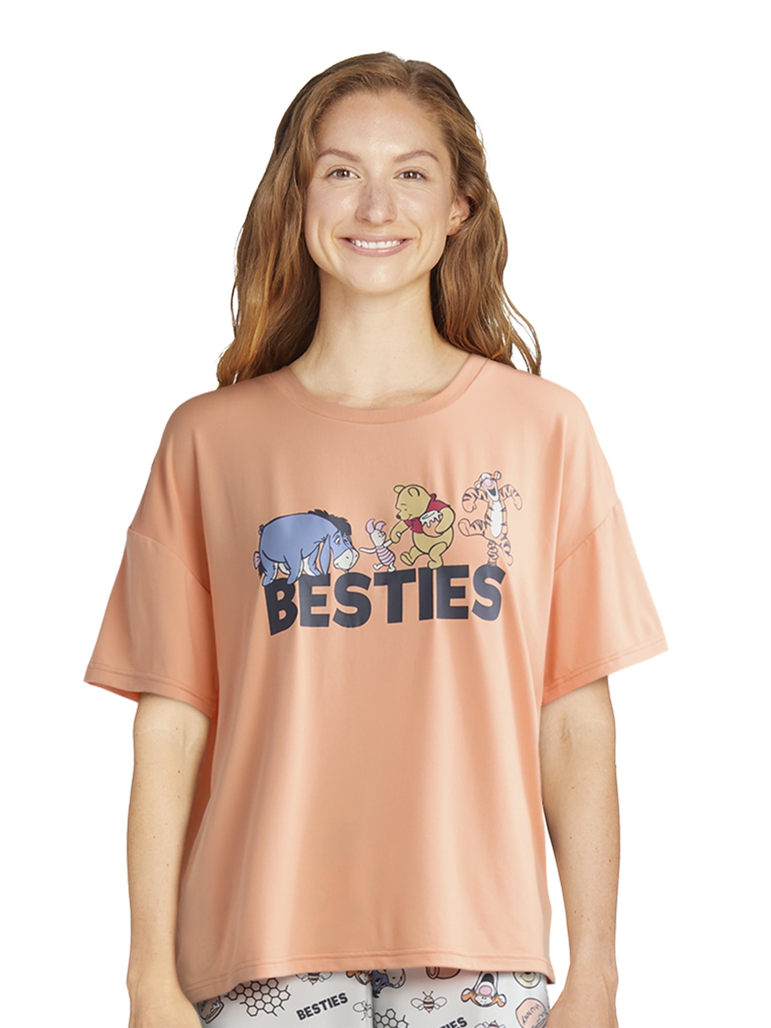 Winnie the Pooh Women's and Women’s Plus Oversized Tee and Pants Pajama Set, 2-Piece, Sizes XS-3X