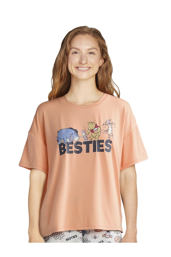 Winnie the Pooh Women's and Women’s Plus Oversized Tee and Pants Pajama Set, 2-Piece, Sizes XS-3X