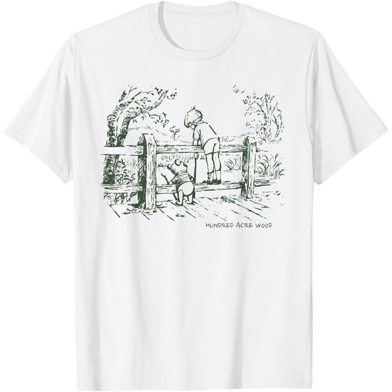 Winnie the Pooh and Christopher Robin T-Shirt for Men Women, White Color, Size L
