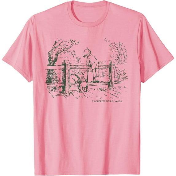 Winnie the Pooh and Christopher Robin Unisex Softstyle T-Shirt for Men Women Kids,Light Pink Color,Size YXL