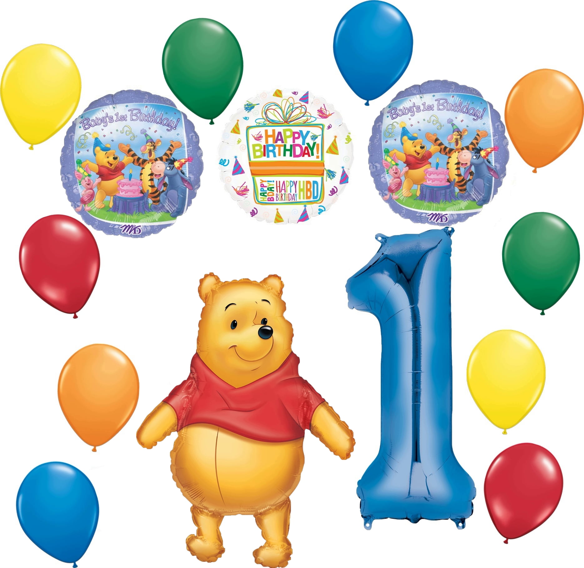 Winnie the Pooh and Friends 1st Birthday Party Supplies and Balloon Bouquet Decorations