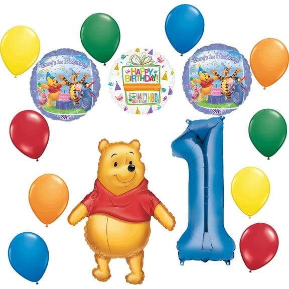 Winnie the Pooh and Friends 1st Birthday Party Supplies and Balloon Bouquet Decorations